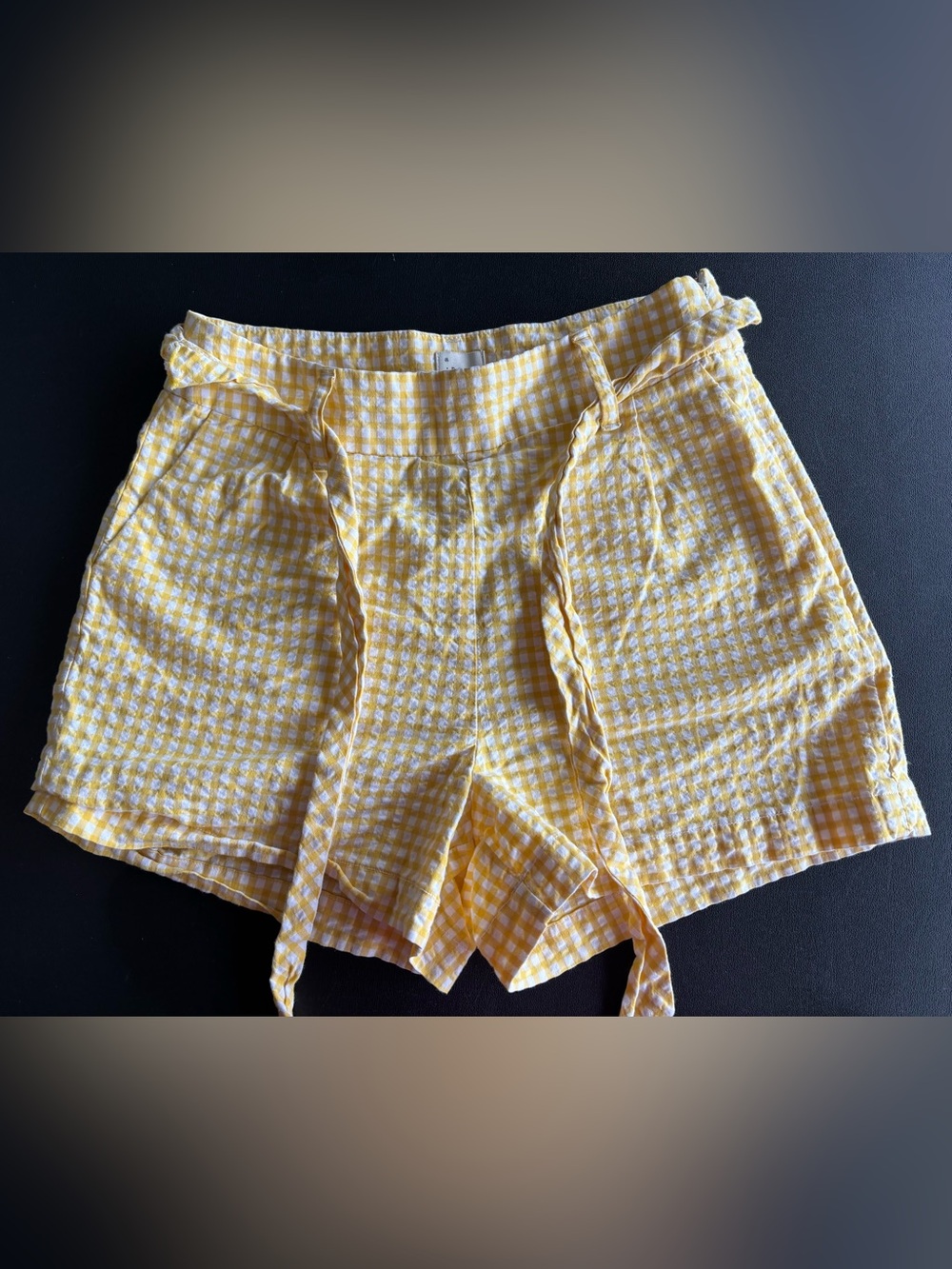 a new day Yellow Gingham High-Waist Tie Shorts